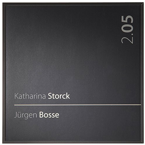 Madrid Black Line Türschild 150 | 150x150 mm | Alu schwarz | selbstklebend oder zum Schrauben | entspiegelte Abdeckung | Türschild Büro | Büroschild