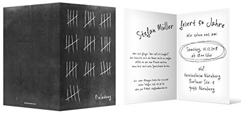 Kartenmachen.de Runder Geburtstag Einladungskarten Einladungen - Strichliste 50 Jahre Fünfzig