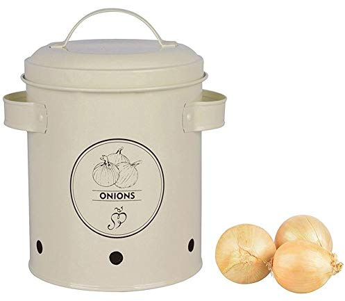 Rivanto Vorratsdose Zwiebeln, Zwiebeldose, aus Metall, 17,5 x 14,7 x 19,7 cm, mit Belüftungslöchern
