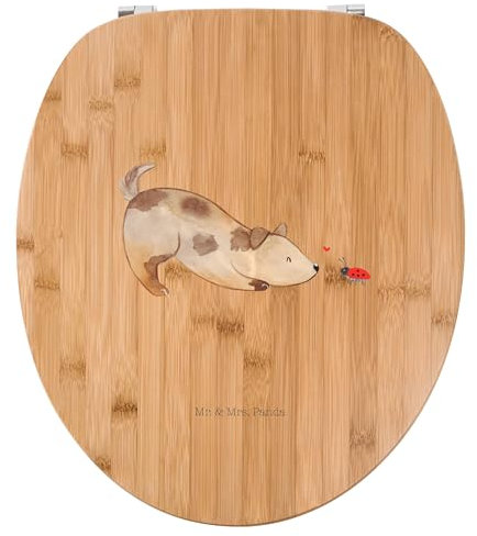 Mr. & Mrs. Panda Motiv WC Sitz Hund Marienkäfer - Geschenk, Hundemotiv, Toilettendeckel, Klobrille, Klodeckel, Sprüche, Mischlinghund, WC-Sitz,
