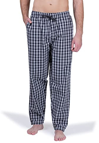 Moonline Herren Freizeithose lang 100% Baumwolle | Schlafhose aus weicher Webbaumwolle, atmungsaktiv, elastischer Tunnelzugbund, drei praktische Seitentaschen, bequem