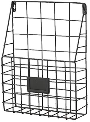 Toyvian Wand-Hängekorb aus Metall und Eisen zur Wandmontage, Aufbewahrungskorb für Zeitschriften, Bücher, Wandregal, für Küche, Büro, Badezimmer, Eingangsbereich, Schwarz