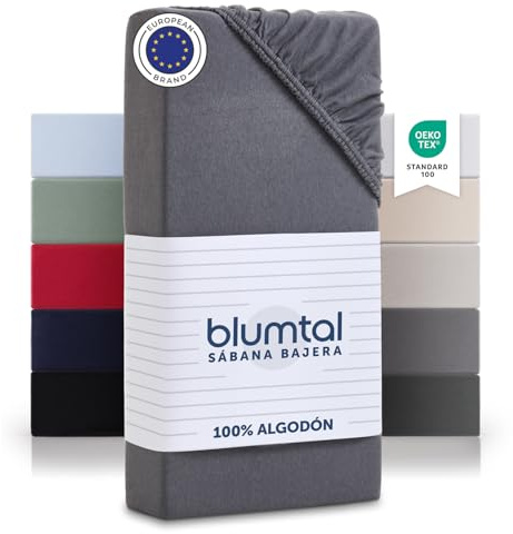 Blumtal® Basics Spannbettlaken 200x200x30cm Jersey - Bettlaken aus 100% Baumwolle - Oeko-TEX zertifiziertes Spannbetttuch 200x200cm - Grau