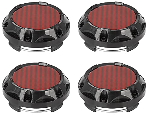X AUTOHAUX 4 Stück Radnabenkappen 64mm Chrom Radkappen Radnabenabdeckung, Kunststoff Metall Nabenkappen, Felgenkappen Schwarz Rot