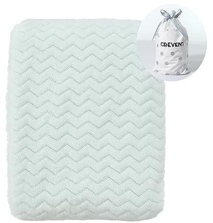 CREVENT 75X100cm Leichte, gemütliche, Flauschige, warme Fleece-Kinderwagendecke für Mädchen, Kleinkind, Kinderbett, Kinderwagen (Wave Avocado Green)