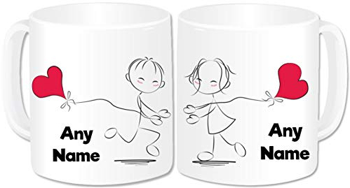 Personalised Mr and Mrs Gifts Mugs Set of 2 Coffee Cups - Romantic Love Hearts Couples Gifts Idea for Engagement Wedding Anniversary Valentines Birthday Christmas (Design: Heart Kites)