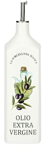 La Porcellana Bianca, Oliera Quadrata da Cucina in Porcellana Decorata, Linea Conserva, Capienza 1.1L