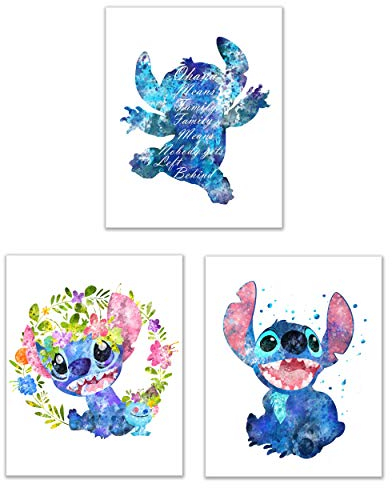 BigWigPrints Lilo & Stitch Ohana Means Family Wandbild, 20,3 x 25,4 cm, 3 Stück