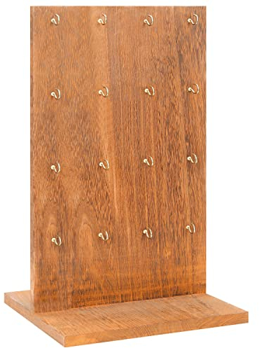 BELLE VOUS 2-Seitiger Drehbarer Schmuck Ständer Holz - Schmuck Halter für den Tisch - 16 Haken auf jeder Seite - Jewelry Holder für Halsketten, Armbänder, Ringe, Uhren und Ohrringe