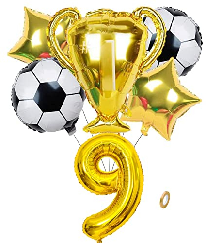 Jxuzh Fussball Geburtstag Fußball Party Deko Zubehör Fußball Geburtstagsdeko Jungen Luftballon 9. Geburtstag Junge Soccer Party Fußball Ballons Deko Stern Ballon Golden Fußballfan Kindergeburtstag