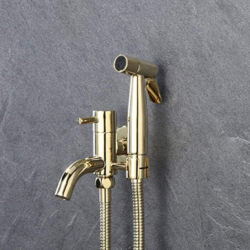 Pkfinrd Wasserhähne, Duschset, handgebundenes WC-Bidet-Sprühgerät, Messingarmatur, massiver Edelstahl-Sprüher, Duschset/2 (Farbe: 2)
