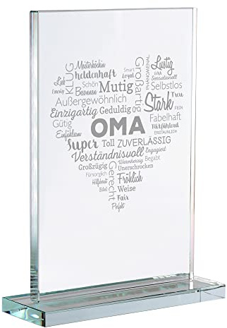 Casa Vivente Glaspokal mit edler Wortherz Gravur, Geschenk für Omas, Trophäe zum Geburtstag, Gravierter Oma Pokal, Deko Geschenk für Omis