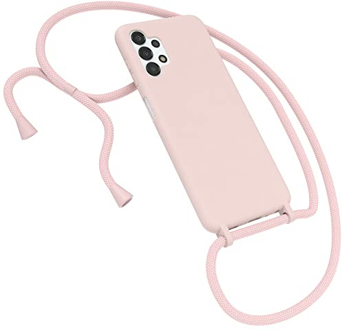 EAZY CASE Premium Silikon Handykette kompatibel mit Samsung Galaxy A13 (4G) Handyhülle mit Umhängeband Handykordel mit Schutzhülle Silikonhülle Hülle mit Band Kette für Smartphone Alt Rosa