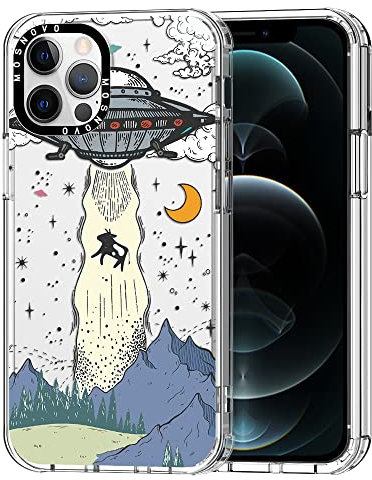 MOSNOVO Case for iPhone 12 Pro Max, [Buffertech 6.6ft Military-Grade Drop Protection] [Anti Peel Off Tech] Clear TPU Bumper Phone Case Cover Design - UFO