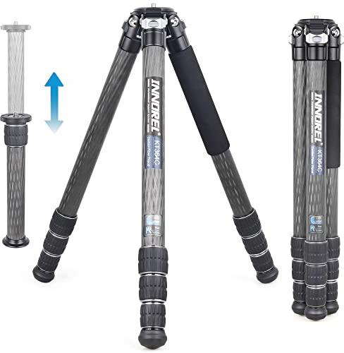 INNOREL KT364C Trépied Compact en Fibre de Carbone 10 Couches pour Appareil Photo Tube de 36 mm Trépied de Voyage Professionnel pour caméscope numérique DSLR Charge 30kg avec Colonne Centrale