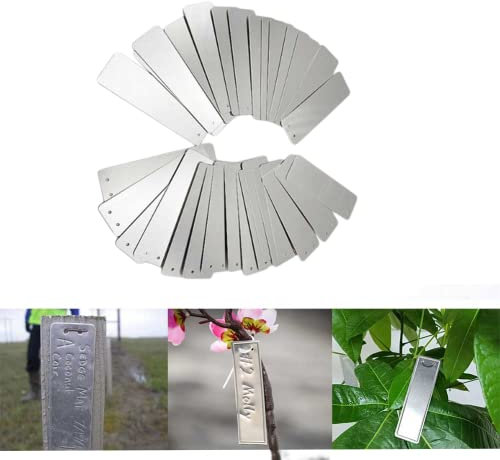 Etichette per piante in alluminio, 100PCS doppie etichette in metallo parteggiate etichette ID albero durevole impermeabile, etichette per giardino, etichette per etichette in metallo