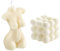 2 Stück Bubble Cube Kerzen und weibliche Körperförmige Kerze, handgefertigte Sojawachs-Duftkerze, Schlafzimmer, Badezimmer, Zuhause, ästhetische Dekoration, Kerze (weiß)