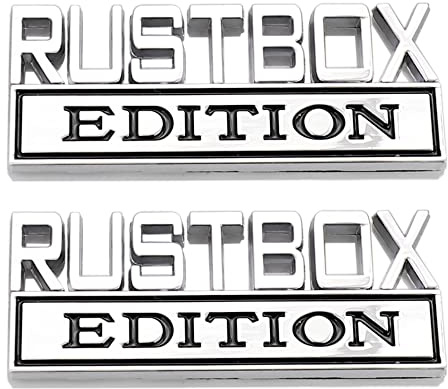 2 Stück RUSTBOX Emblem Aufkleber Metall Auto Emblem Zeichen Symbol Aufkleber Sticker Abzeichen Marke(Silber-Schwarz)