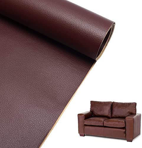 Leder Reparatur Set, kunstleder selbstklebend, Leder Patch Selbstklebend Dunkelbraun, Lederflicken Selbstklebend, Leder Patch für DIY Herstellung Handtaschen Fotorahmen Dekorationen, 100 x 137cm