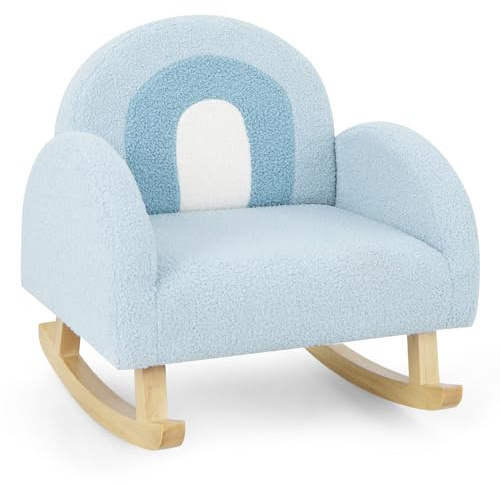 INFANS Kids Sofa, Toddler Rocking Chair with Solid Wooden Frame, Anti-Tipping Design, Plush Fabric, Children Armchair for Nursery Kindergarten Gift for Boys Girls