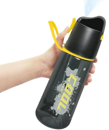 SUPERFA Sports Water Bottle with Spray Mist, 750ml Drinking Bottles with Spray, Spray Water Bottles for Kids Cycling Fitness Cooling