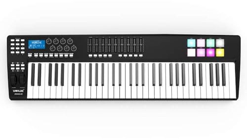 SHUAIGUO-1 PANDA61 Portable 61-Key USB MIDI Keyboard Controller 8 RGB Colorful Backlit Trigger Pads with USB Cable
