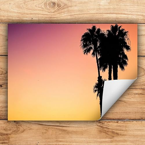 Cubierta para placa de cocina, enrollable, alfombrilla de inducción, de plástico, para vitrocerámica, puesta de sol, palmeras, 70 x 52 cm, cubierta de vitrocerámica, alfombrilla antideslizante