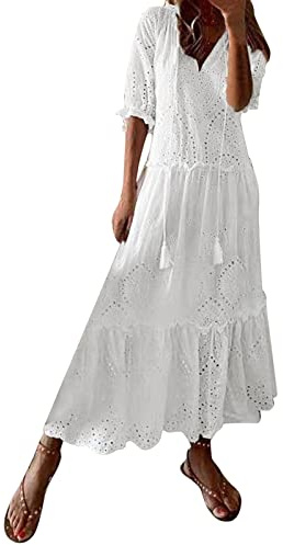 WVONIF Robe Femme été à Bretelle Fluide Robe Mi Longue Femme Chic Sexy Bohème, Robe Plage Soiree Ete à Volants Fleurie à Manche Courte Col en V Imprimé Floral Décontractée Robe Short Femme Intégrée