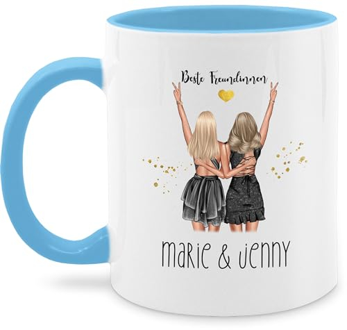 Tasse Tassen 325ml - Party Freundinnen Geschenk Beste Freundin Geschenkidee Best Friends I Schwestern I Mädels Freundschaft I Geburtstag I Weihnachten - 325 ml - Hellblau