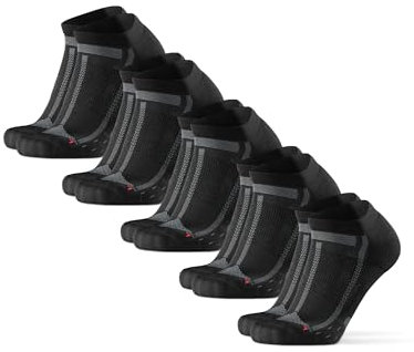 DANISH ENDURANCE Kurze Laufsocken, 3 & 5 Paar Sommer Sportsocken, Schweißableitend, Unisex, für Damen & Herren, Schwarz/Grau 5 Paar, 39-42