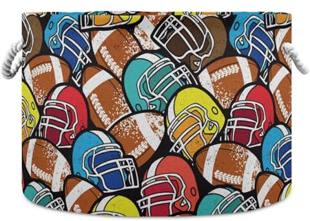 American Colorful Football rotondo pieghevole impermeabile Toy Storage Bin con manico robusto decorazione per gadget strumento camper