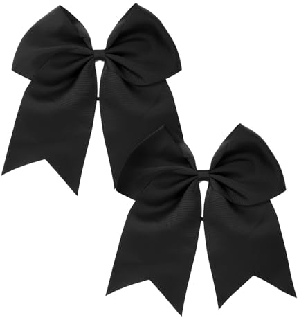 2 Stück Schleife Haargummi Schwarz Große Schleife Haarseil Cheerleader Schleife Haarschmuck Kopfbedeckung für Damen Mädchen Weihnachtsfeier