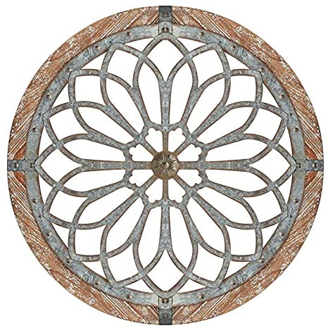 Lisher Große Wanddekoration, rund, rustikal, 40 cm, mit Holzrahmen für Wohnzimmer, Schlafzimmer, Küche, Eingangsbereich