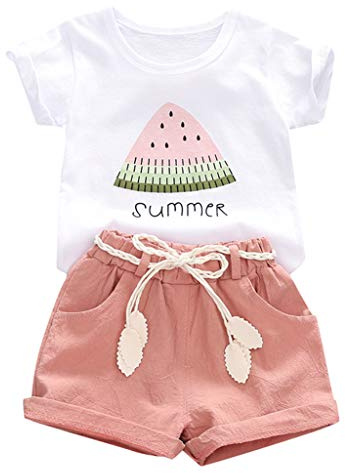 Uwdiohq Outfits-Brief Mädchen Töpfe + Kurze Hosen Kinder Baby-Kleidung Jogginganzug 140 Kinderkleidung Mädchen 92 98 Babybody Mit Spruch Tante Baby Sachen Fuer Neugeborene Set Strampler 74 Mädchen