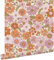 ESTAhome Tapete Retro Blumen Lila und Orange 50 x 900 cm