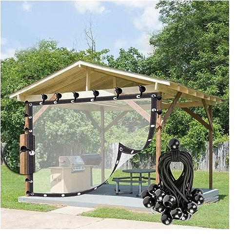 Weatherproof Outdoor Curtains, PVC Waterproof Windproof Curtains, Vinyl Tarpaulin Divider Curtain with Eyelets for Outdoor Garage Patios Garden,001,1.5x1.8m