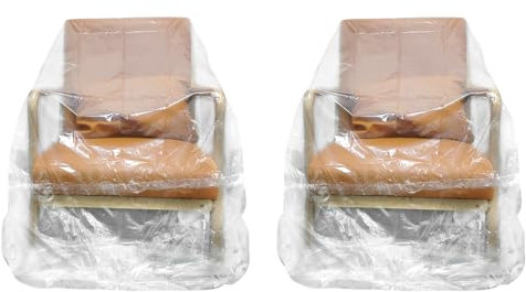 ALNKDH 2PCS Plastic Chair Covers,4 Mil Thick Heavy Duty Dust-Proof Moving Bags, Extra Large Waterproof & Clear Chair Cover Protectors For Armchairs And Recliners 65 x 43 x 35 Inches