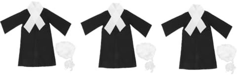 ibasenice 3 Sätze Richteruniform Für Kinder Richter-Anwalt-kostüm Richterkostüm Mit Perücke Richterperücke Und Robe Richter-Cosplay Richterrobe Für Kinder Kolonialrichter Perücke Polyester