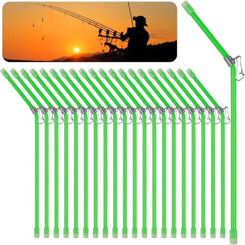 Annyswit 20 Stück Anti Tangle Fishing Boom Tube mit Wirbel Angeln Set Abstandshalter Röhrchen mit Wirbel Gebogen für Karpfen Angeln Getrennte Haupt & Nebenleinen Verheddern Verhindern (Grün)