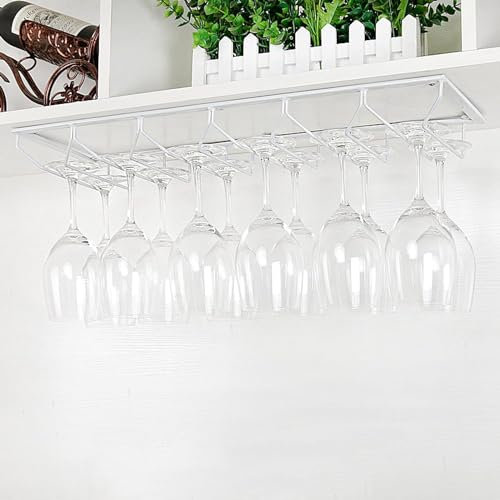 Generisch Étagère à verres à pied en métal à suspendre sous l'armoire - 3 rangées - Bronze - Pour bar, maison et cuisine - 30 x 20 cm