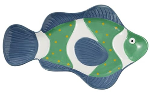 SHOWERORO Plato De Cerámica Para Pescado Bandeja De Diseño Forma De Para y Almacenamiento De Comida y De Limpiar