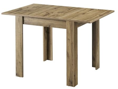 B&D home Esstisch LIVIUS, 80-120x80cm, ausziehbarer Esszimmertisch Küchentisch Holztisch für Küche, Esszimmer, modern Design, Eiche Optik, 11218-80-EIDA