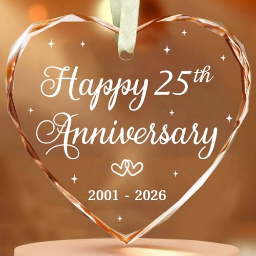 BSQUIELE Adorno de regalo de feliz 25 aniversario, regalo del día del 25 aniversario para hombres, mujeres, esposo, esposa, adorno de boda 25, regalo de matrimonio de 25 años, novedad para pareja