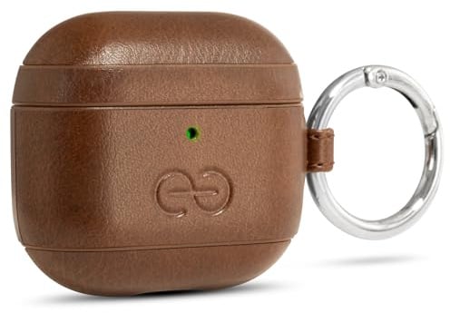 Dreem Om para AirPods 4 Funda de Cuero Vegano con Clip - Compatible con Auriculares inalámbricos Bluetooth de Apple para iPhone - Chocolate