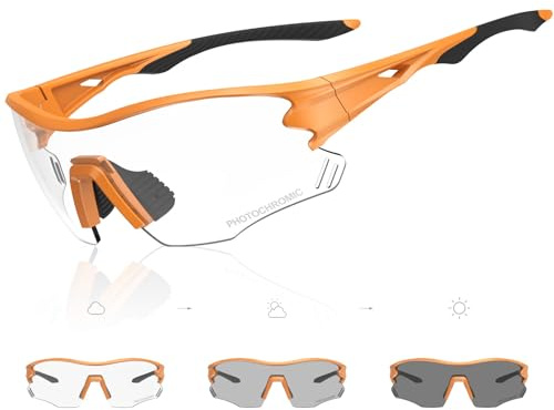 X-TIGER Photochromatische Selbsttönend Fahrradbrille Herren Damen UV400 Schutz Sportbrille Transprante Sonnenbrille Mtb Outdoorsport