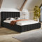 MOTIVENA Vigo Bett 120x200, Polsterbett 120x200, mit Bettkasten, mit Stauraum, mit Lattenrost, mit Kopfteil, Matratze H2/H3, Samt, Schwarz