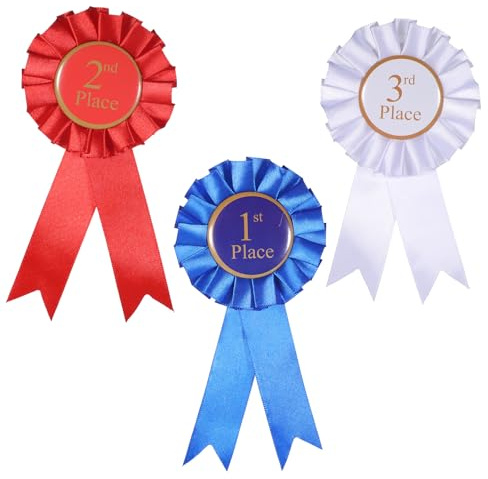 3-teiliges Rosetten-Set, Gewinner des Gewinners, Satinband für 1., 2., 3. Platz, Medaillen, Deluxe-Anerkennungsbänder für Klassenzimmer, Gewinner, Zertifikat, Preis, 3 Farben
