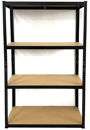 QUICK STAR Lagerregal, 90x40x180cm, 4 MDF Böden, 175kg pro Boden, Stahl Schwarz
