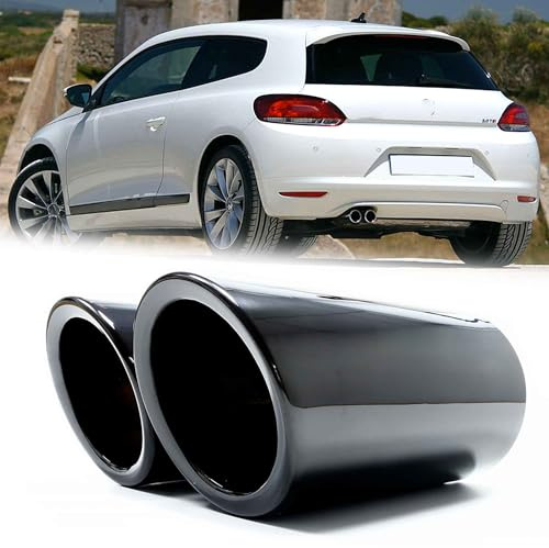 2x 68 mm Sportauspuff Auspuff Endrohre Auspuffblende Schwarz für VW GOLF 6 VI Golf 7 VII Variant Tiguan AD1 2008-2012