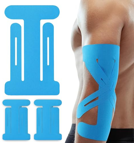 XFSRG 12 Stück Kinesiotapes Ellenbogen Vorgeschnittene Wasserdichtes Elastisches Stabilisierung Kinesiologie Bandage für Sport Dauerhafte Unterstützung(Blau)